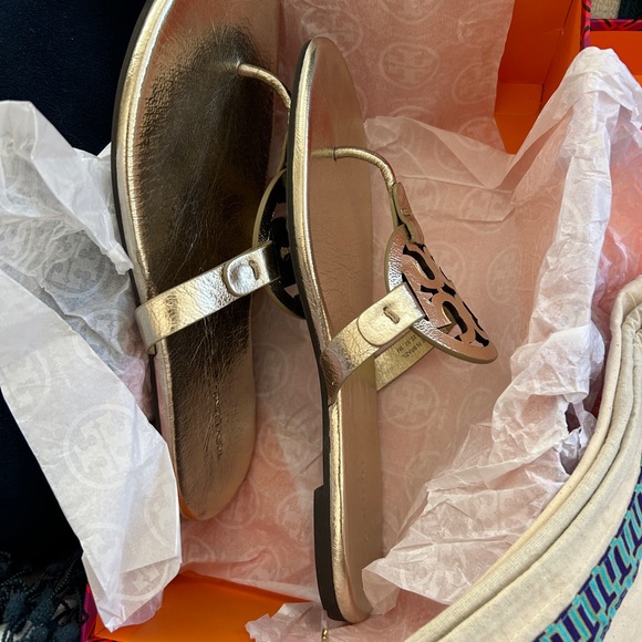 Tory Burch Gold Miller Sandals 9 - Picture 4 of 9